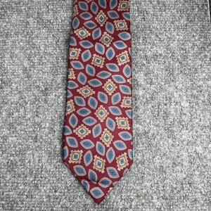 Ferrell Reed LTD. Woven Tie 3.5" X 59" Red Geometric Allover Hand Made in USA